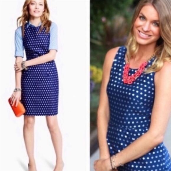J. Crew Sparkle Polka Dot Dress in Blue and Silver - Picture 1 of 14